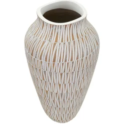 Oggettistica > Dmora Vaso Bianco Beige Colore Struttura Beige Diametro 12 cm, - Rugero Beige, Bianco
