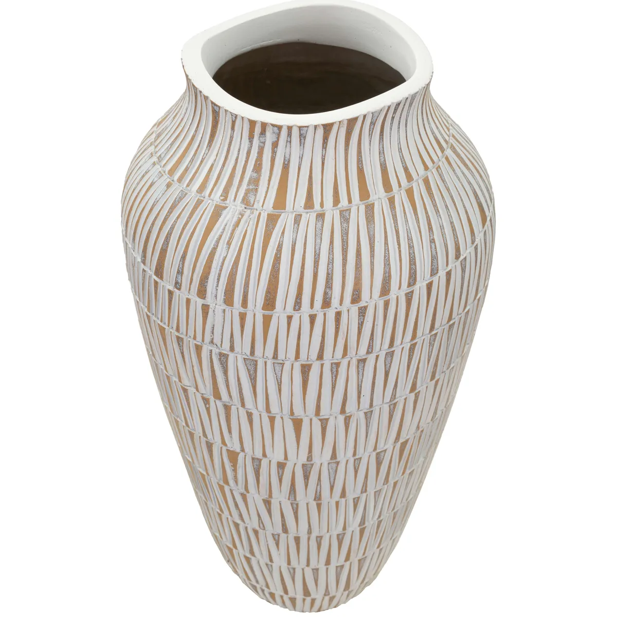 Oggettistica > Dmora Vaso Bianco Beige Colore Struttura Beige Diametro 12 cm, - Rugero Beige, Bianco