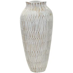 Oggettistica > Dmora Vaso Bianco Beige Colore Struttura Beige Diametro 22 cm, - Naldo Beige, Bianco