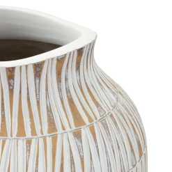 Oggettistica > Dmora Vaso Bianco Beige Colore Struttura Beige Diametro 22 cm, - Naldo Beige, Bianco
