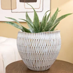 Vaso Bianco Beige Colore Struttura Beige Diametro 26.5 cm, - Celso