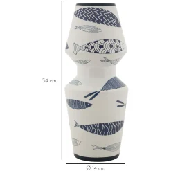 Vaso Bianco blu Disegni con Pesci Colore Struttura blu, - Verra