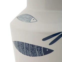 Vaso Bianco blu Disegni con Pesci Colore Struttura blu, - Verra