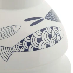 Vaso Bianco blu Disegni con Pesci Colore Struttura blu, Diametro 7.5 cm - Cosmo