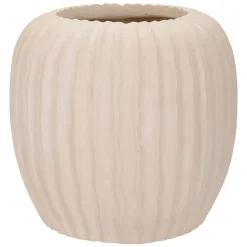 Oggettistica > Dmora Vaso Finitura Scanalata Diametro 16 cm, Sfumatura Colore Struttura Crema - Pangni Bianco Crema