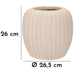 Oggettistica > Dmora Vaso Finitura Scanalata Diametro 16 cm, Sfumatura Colore Struttura Crema - Pangni Bianco Crema