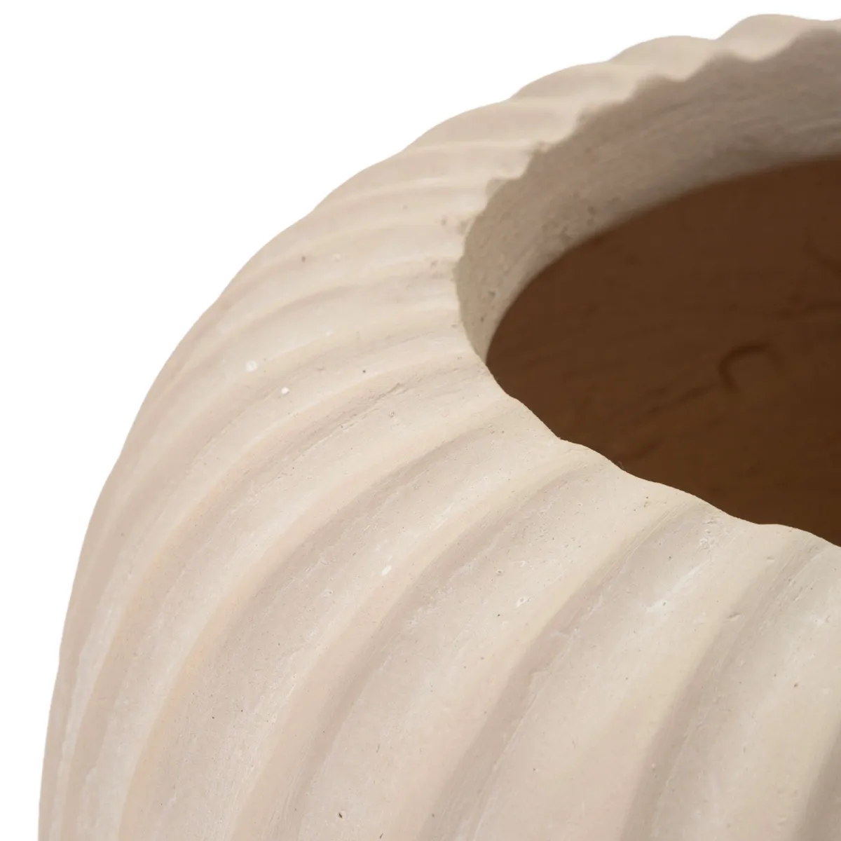 Oggettistica > Dmora Vaso Finitura Scanalata Diametro 16 cm, Sfumatura Colore Struttura Crema - Pangni Bianco Crema