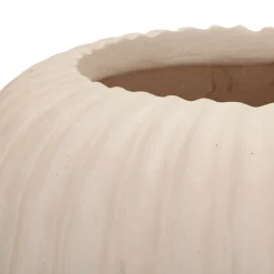 Oggettistica > Dmora Vaso Finitura Scanalata Diametro 16 cm, Sfumatura Colore Struttura Crema - Pangni Bianco Crema