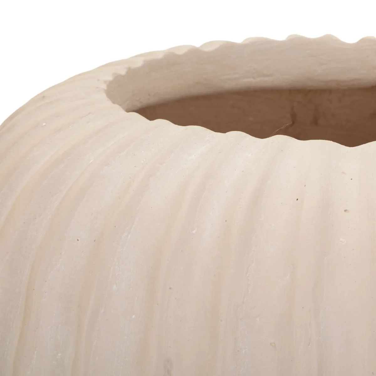 Oggettistica > Dmora Vaso Finitura Scanalata Diametro 16 cm, Sfumatura Colore Struttura Crema - Pangni Bianco Crema