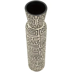 Oggettistica > Dmora Vaso Bianco Crema Nero Colore Struttura Nero Diametro 11.5 cm, Sfumatura Colore Struttura Crema - Iya Nero, Bianco Crema