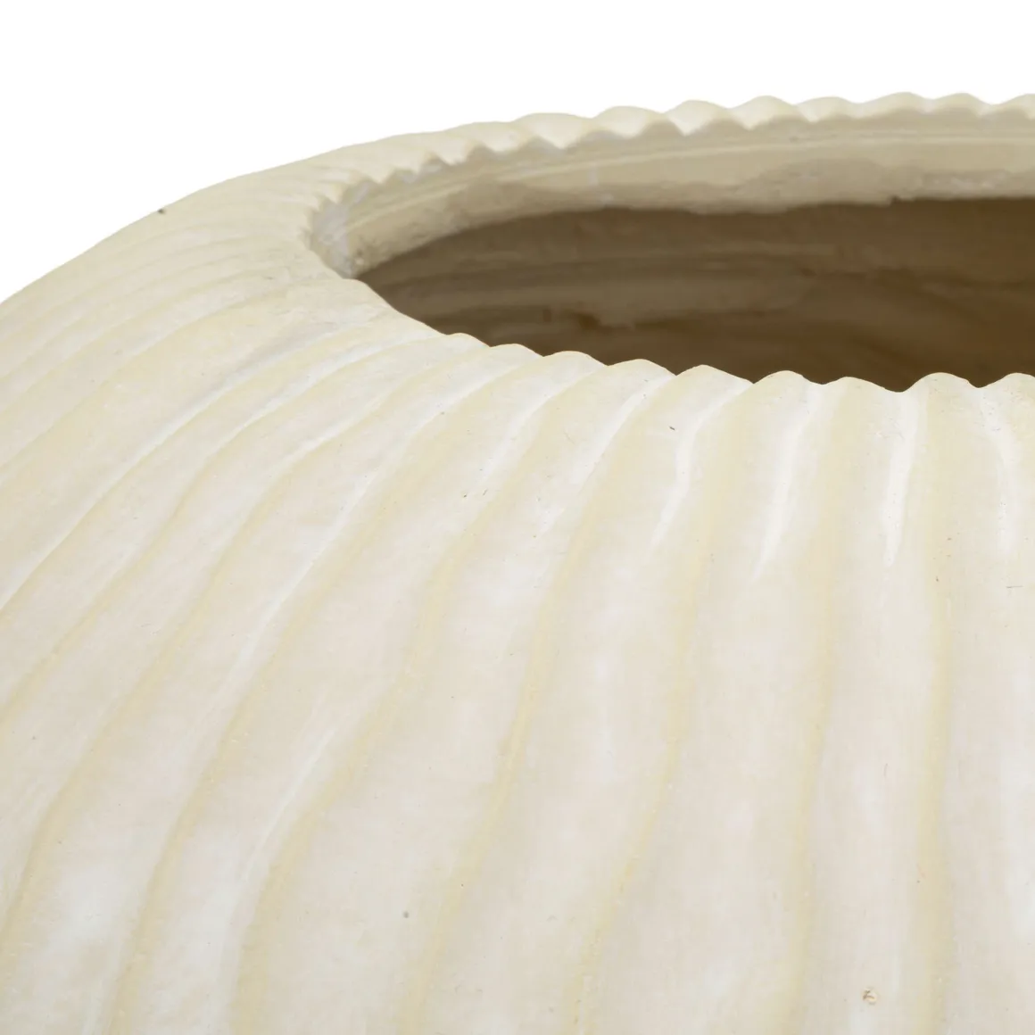 Oggettistica > Dmora Vaso Texture Irregolare Diametro 15.5 cm, Sfumatura Colore Struttura Crema - Famo Bianco Crema