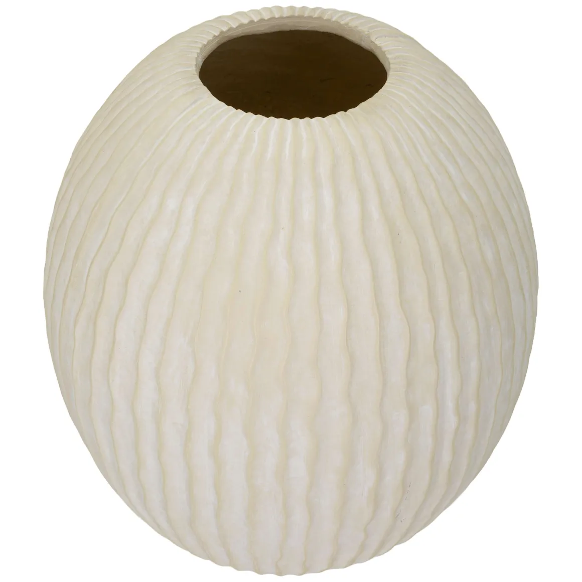 Oggettistica > Dmora Vaso Texture Irregolare Diametro 15.5 cm, Sfumatura Colore Struttura Crema - Famo Bianco Crema