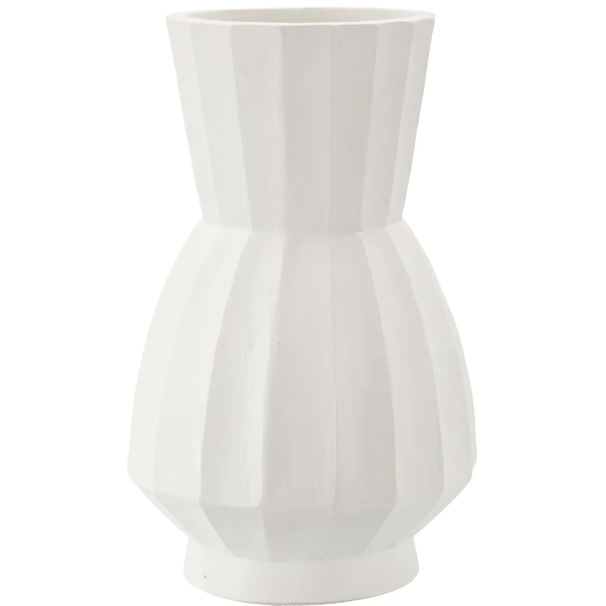 Oggettistica > Dmora Vaso Lavorazione Scanalata Diametro 16 cm, - Darehamo Bianco