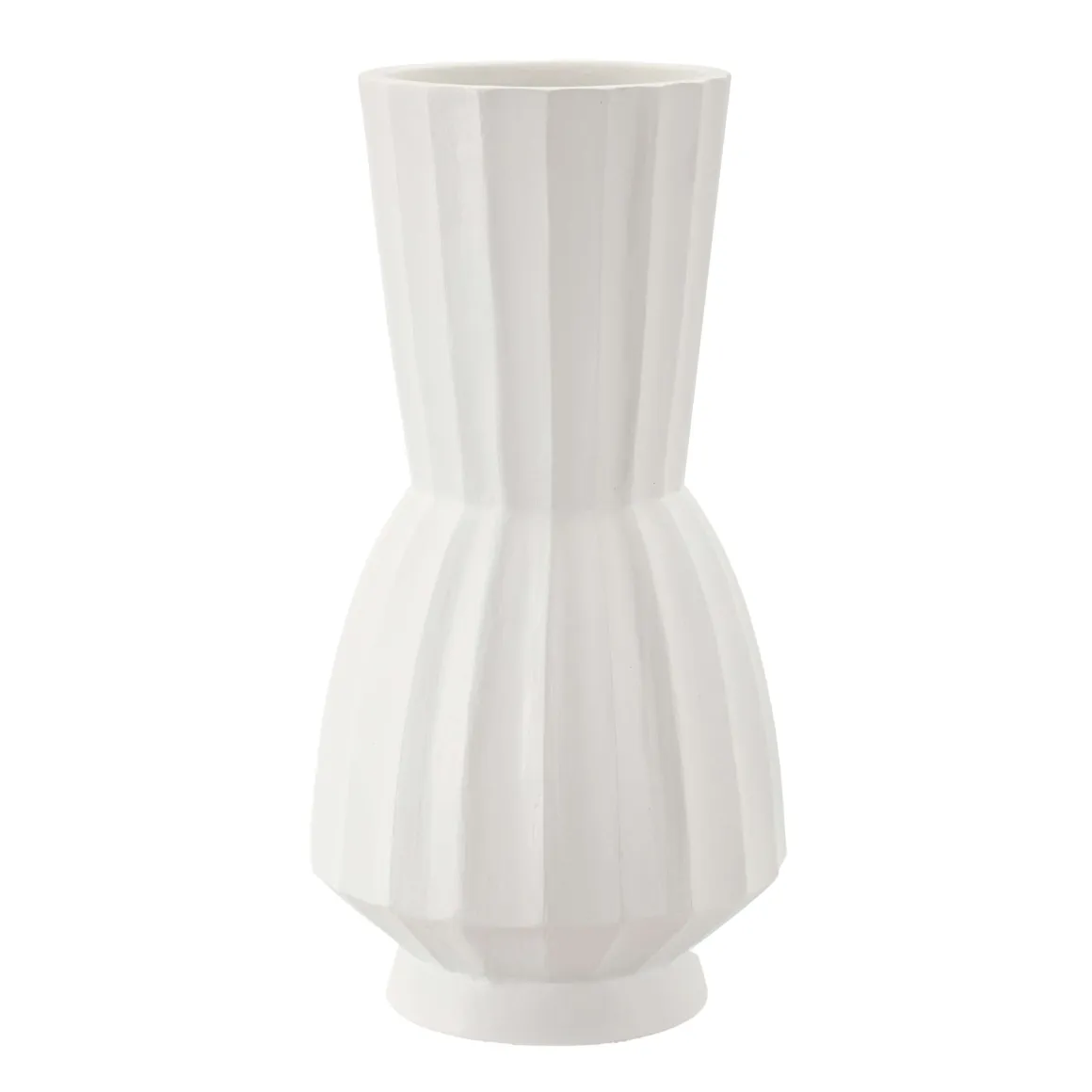 Vaso Bianco Lavorazione Scanalata Diametro 16.5 cm, - Daranita