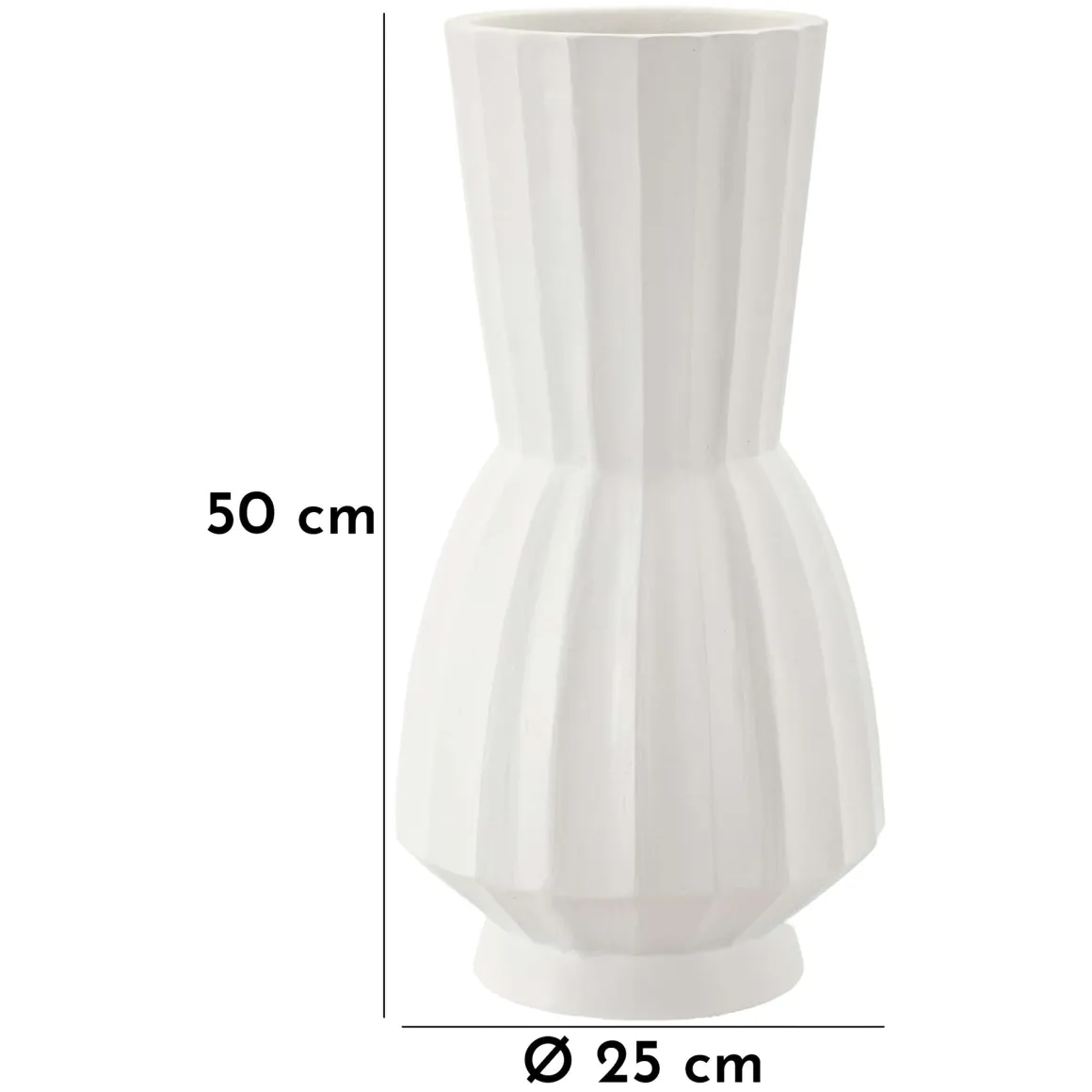 Vaso Bianco Lavorazione Scanalata Diametro 16.5 cm, - Daranita