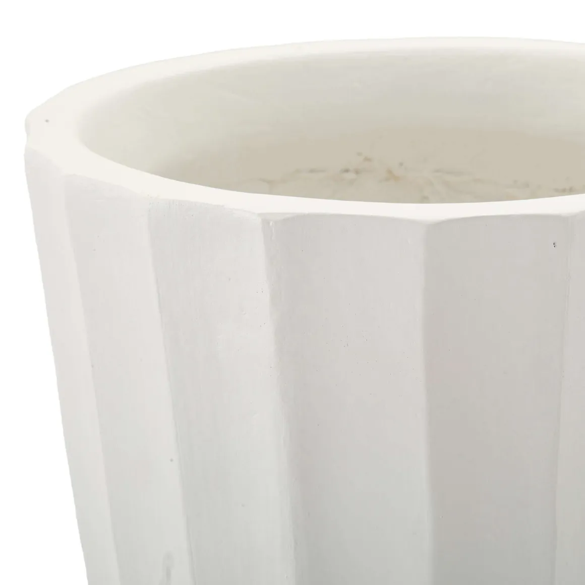 Vaso Bianco Lavorazione Scanalata Diametro 16.5 cm, - Daranita