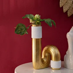 Vaso Bianco oro Colore Struttura oro, - Iria