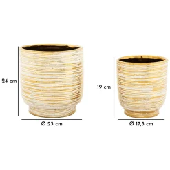 Vaso Bianco oro set 2 Vasi Colore Struttura oro, Diametro Vaso Grande: 21, Vaso Piccolo: 16 cm - Bano