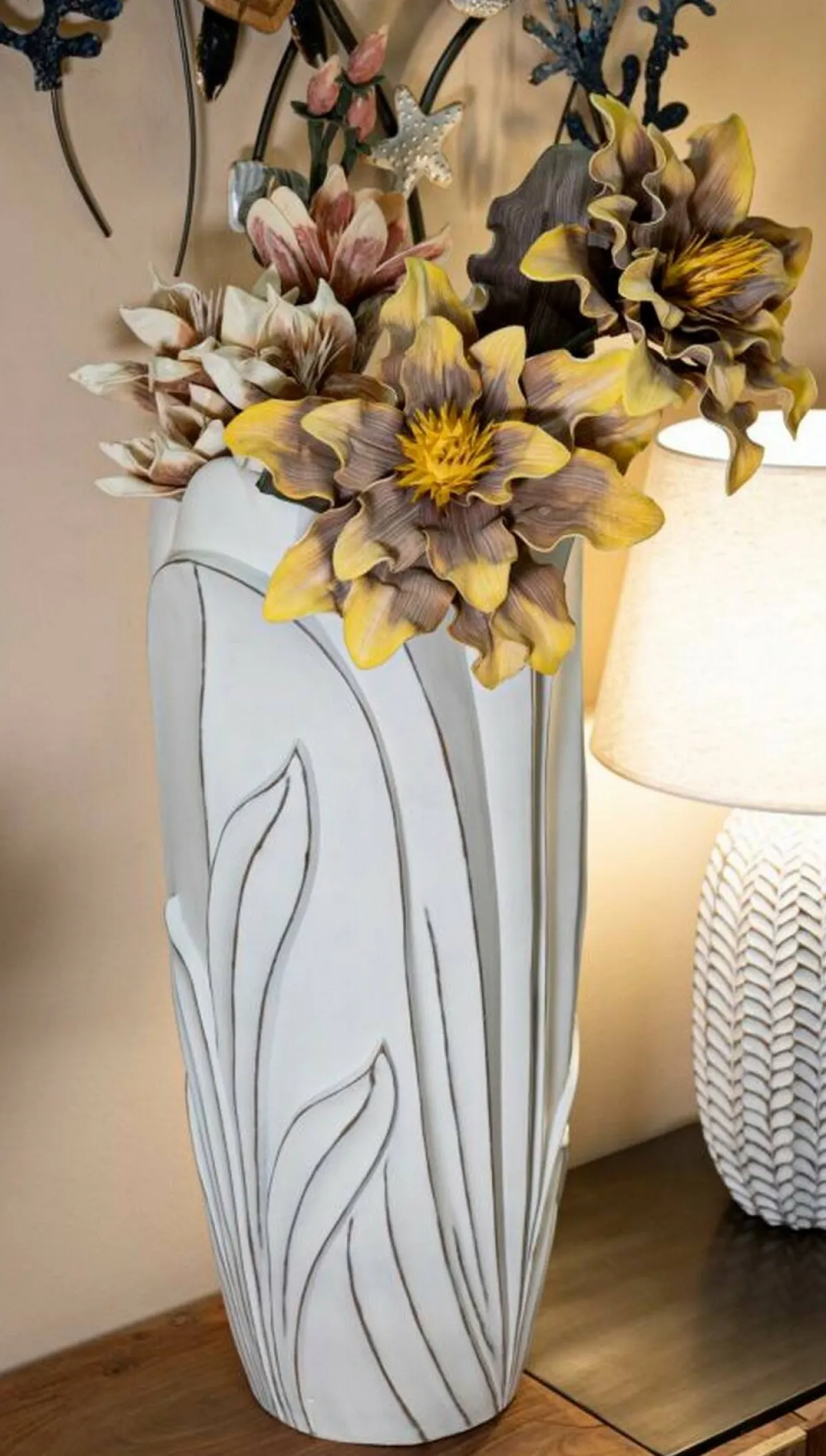 Oggettistica|Vasi > Dmora Vaso Brabbia, 31x31 h69 cm, Bianco