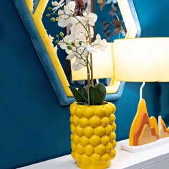Vaso Giallo Disegni con Limoni Diametro 13.5 cm, - Bardo