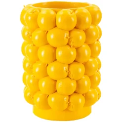 Vaso Giallo Disegni con Limoni Diametro 13.5 cm, - Bardo