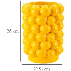 Vaso Giallo Disegni con Limoni Diametro 13.5 cm, - Bardo