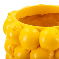 Vaso Giallo Disegni con Limoni Diametro 13.5 cm, - Bardo
