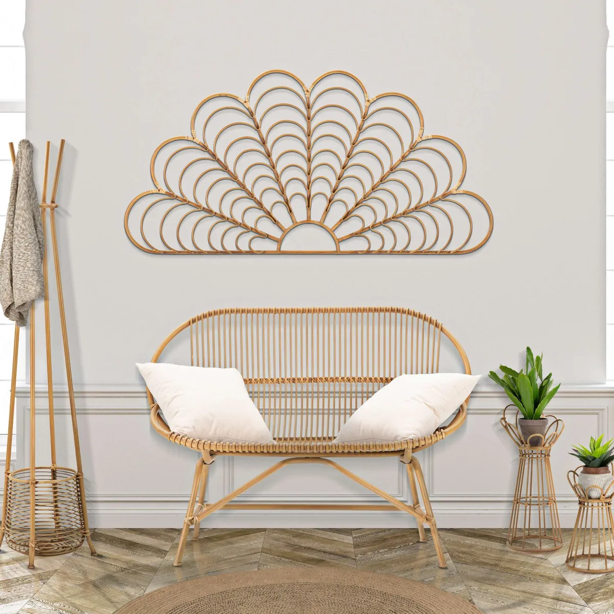 Oggettistica > Dmora Vaso Portavaso Finiture in Rattan Materiale Struttura in Plastica, Sfumatura Colore Struttura Rovere - Dalotami Marrone Rovere