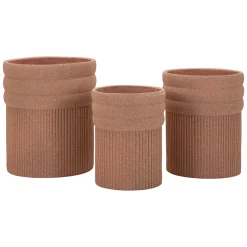 Vaso Marrone Terracotta set 3 Vasi Diametro Vaso Grande: 37, Vaso Medio: 32, Vaso Piccolo: 27 cm, Sfumatura Colore Struttura Terracotta - Gafase