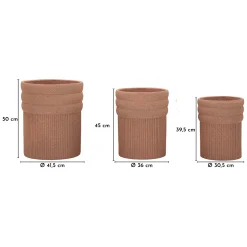 Vaso Marrone Terracotta set 3 Vasi Diametro Vaso Grande: 37, Vaso Medio: 32, Vaso Piccolo: 27 cm, Sfumatura Colore Struttura Terracotta - Gafase