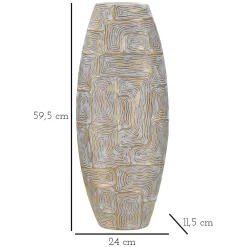 Vaso oro Bianco Disegni con Linee Geometriche Colore Struttura Bianco, - Bamorasi