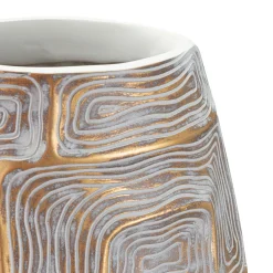 Vaso oro Bianco Disegni con Linee Geometriche Colore Struttura Bianco, - Bamorasi