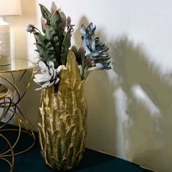 Oggettistica > Dmora Vaso Disegni con Piume, - Bamopa Oro