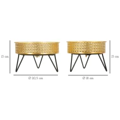 Vaso oro Nero set 2 Vasi, Portavasi Rimovibili Colore Struttura Nero, - BarHar