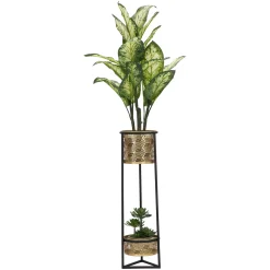 Vaso oro Nero set 2 Vasi, Portavasi Rimovibili Colore Struttura Nero, Diametro 21 cm - Holbox