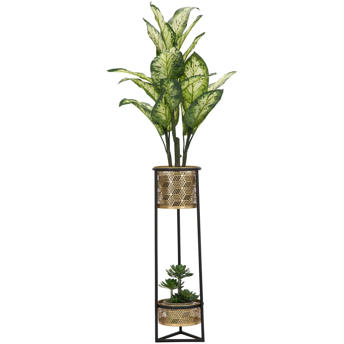 Vaso oro Nero set 2 Vasi, Portavasi Rimovibili Colore Struttura Nero, Diametro 21 cm - Holbox