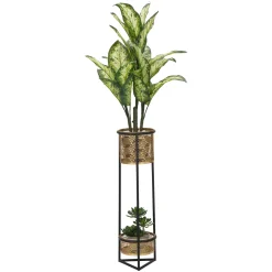 Vaso oro Nero set 2 Vasi, Portavasi Rimovibili Colore Struttura Nero, Diametro 21 cm - Holbox