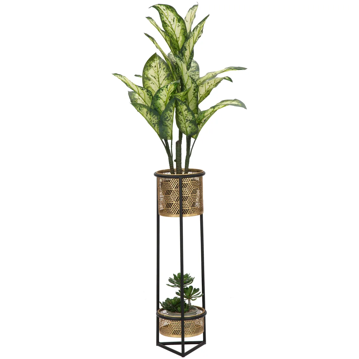 Vaso oro Nero set 2 Vasi, Portavasi Rimovibili Colore Struttura Nero, Diametro 21 cm - Holbox