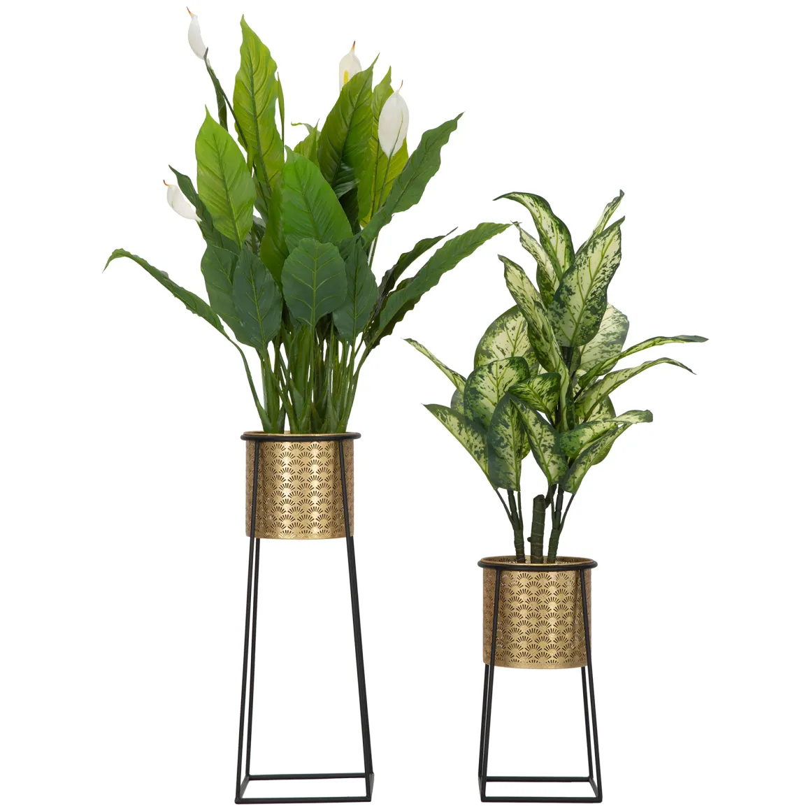Vaso oro Nero set 2 Vasi, Portavasi Rimovibili Colore Struttura Nero, Diametro Vaso Grande: 22, Vaso Piccolo: 20 cm - Tikal