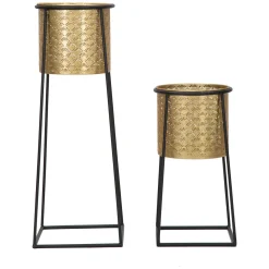 Vaso oro Nero set 2 Vasi, Portavasi Rimovibili Colore Struttura Nero, Diametro Vaso Grande: 22, Vaso Piccolo: 20 cm - Tikal