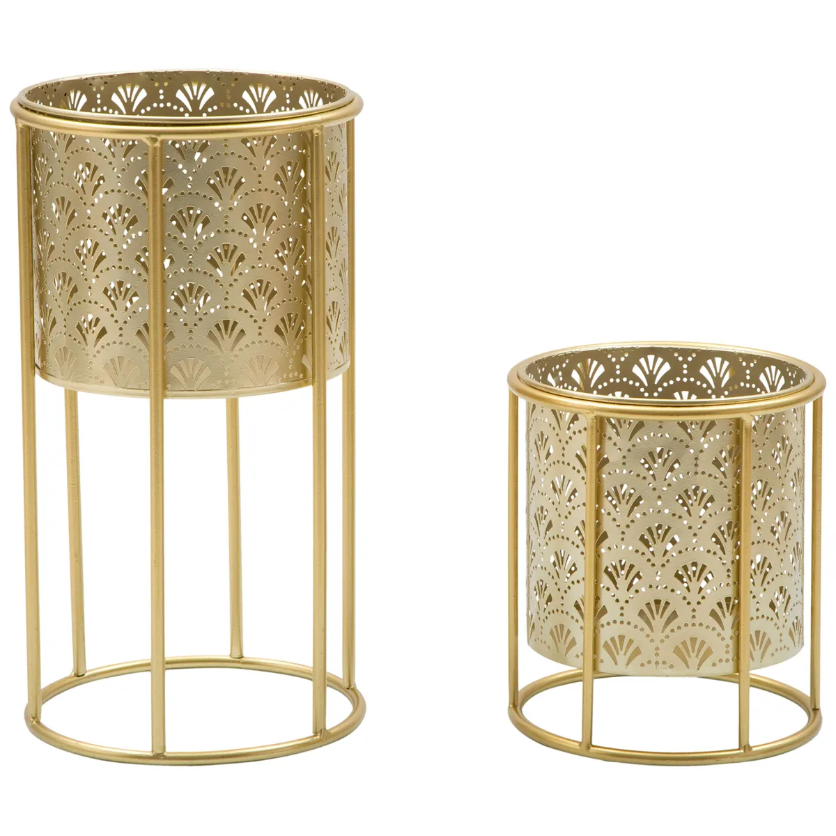 Oggettistica > Dmora Vaso set 2 Vasi, Portavasi Rimovibili Diametro Vaso Grande: 20, Vaso Piccolo: 17 cm, - Husavi Oro