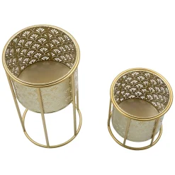 Oggettistica > Dmora Vaso set 2 Vasi, Portavasi Rimovibili Diametro Vaso Grande: 20, Vaso Piccolo: 17 cm, - Husavi Oro