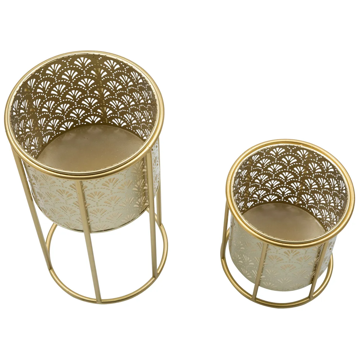 Oggettistica > Dmora Vaso set 2 Vasi, Portavasi Rimovibili Diametro Vaso Grande: 20, Vaso Piccolo: 17 cm, - Husavi Oro