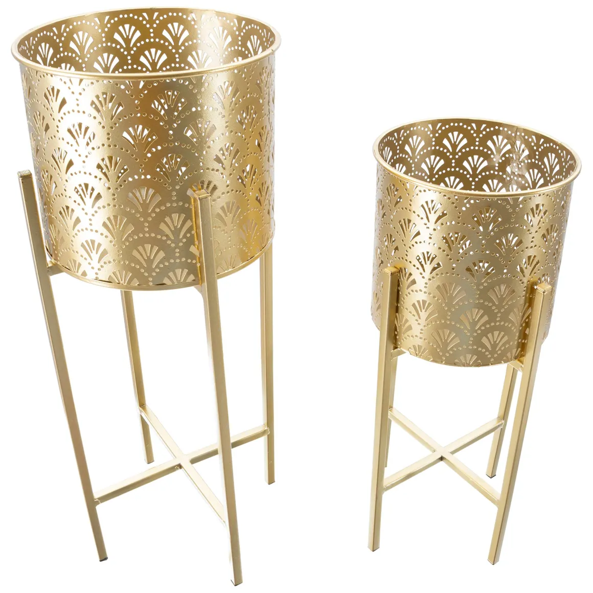 Vaso oro set 2 Vasi, Portavasi Rimovibili Diametro Vaso Grande: 20, Vaso Piccolo: 18 cm, - Isafjo