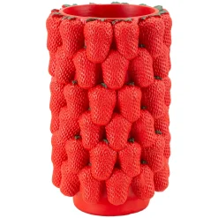 Vaso Rosso Disegni con Fragole Diametro 13.5 cm, - Giano