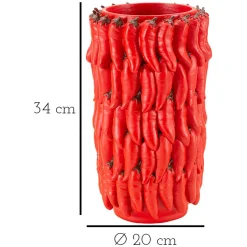 Oggettistica > Dmora Vaso Disegni con Peperoncini Diametro 13 cm, - Elmo Rosso
