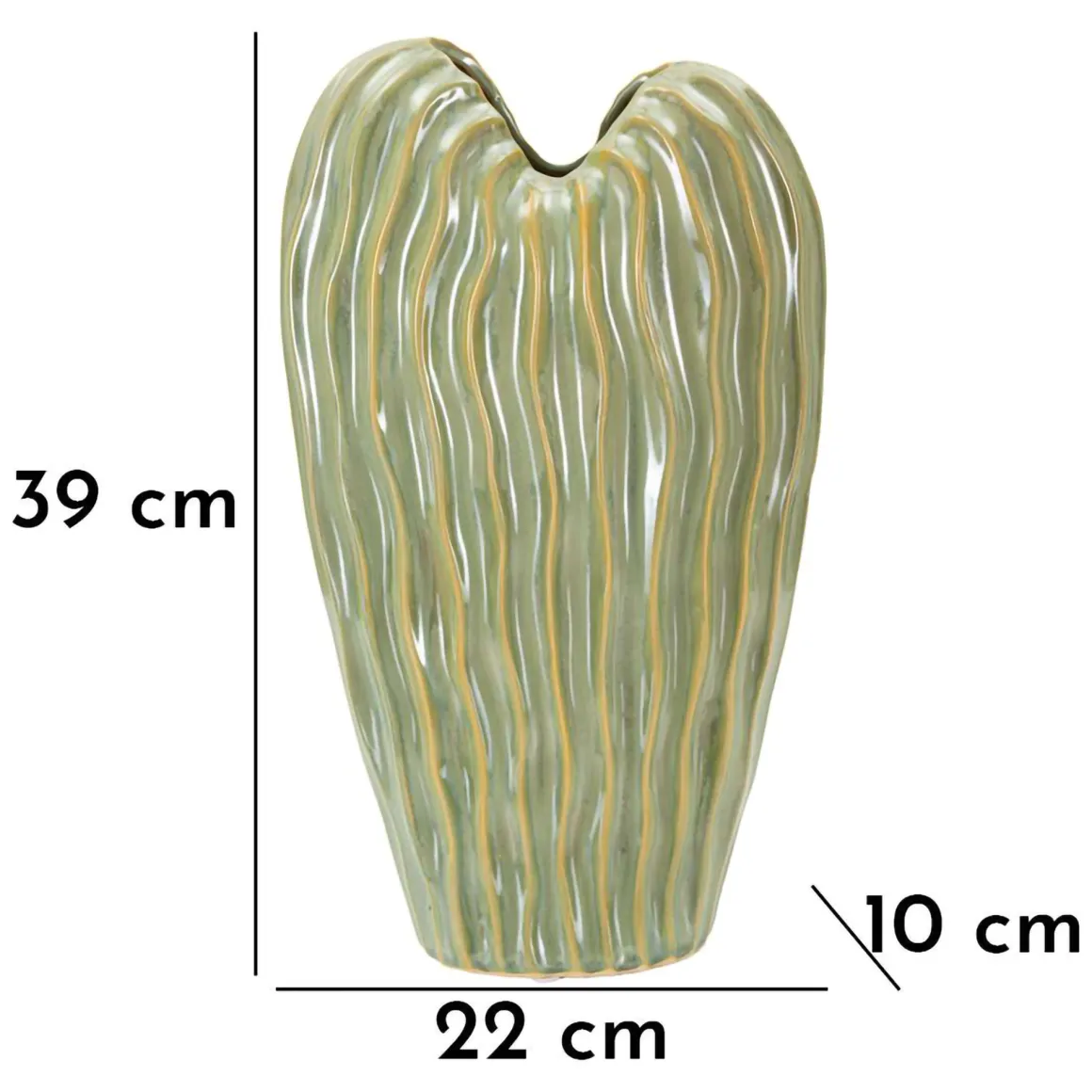 Vaso Verde Beige Finitura Effetto Materico Colore Struttura Beige, - Batesiro