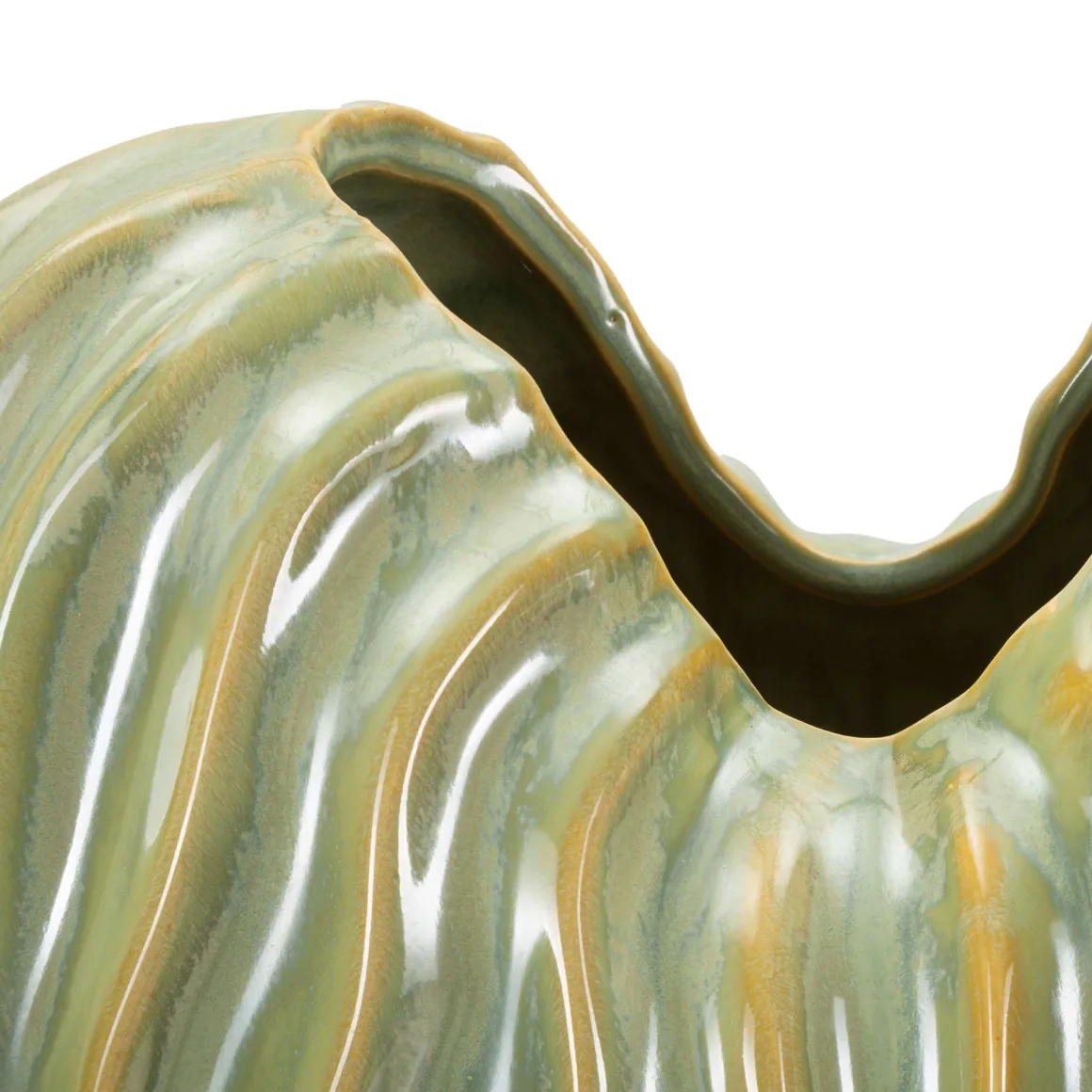 Vaso Verde Beige Finitura Effetto Materico Colore Struttura Beige, - Batesiro