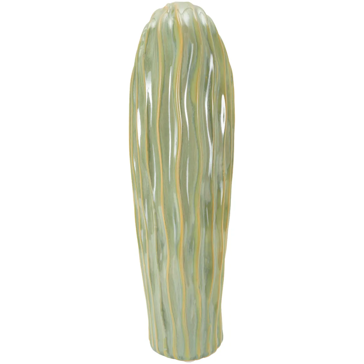 Vaso Verde Beige Finitura Effetto Materico Colore Struttura Beige, - Batesiro