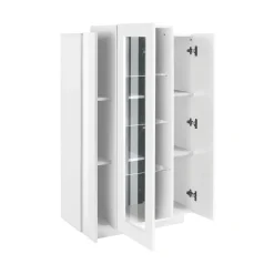 Cucina|Salotto > Dmora Vetrina 3 ante 80x38x121h cm bianca lucida - Ablaze Bianco Lucido